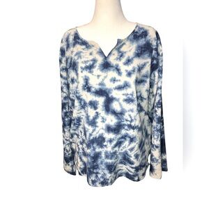 Earthbound Trading Co. Blue Tie-Dye Cotton Blend Shirt XL